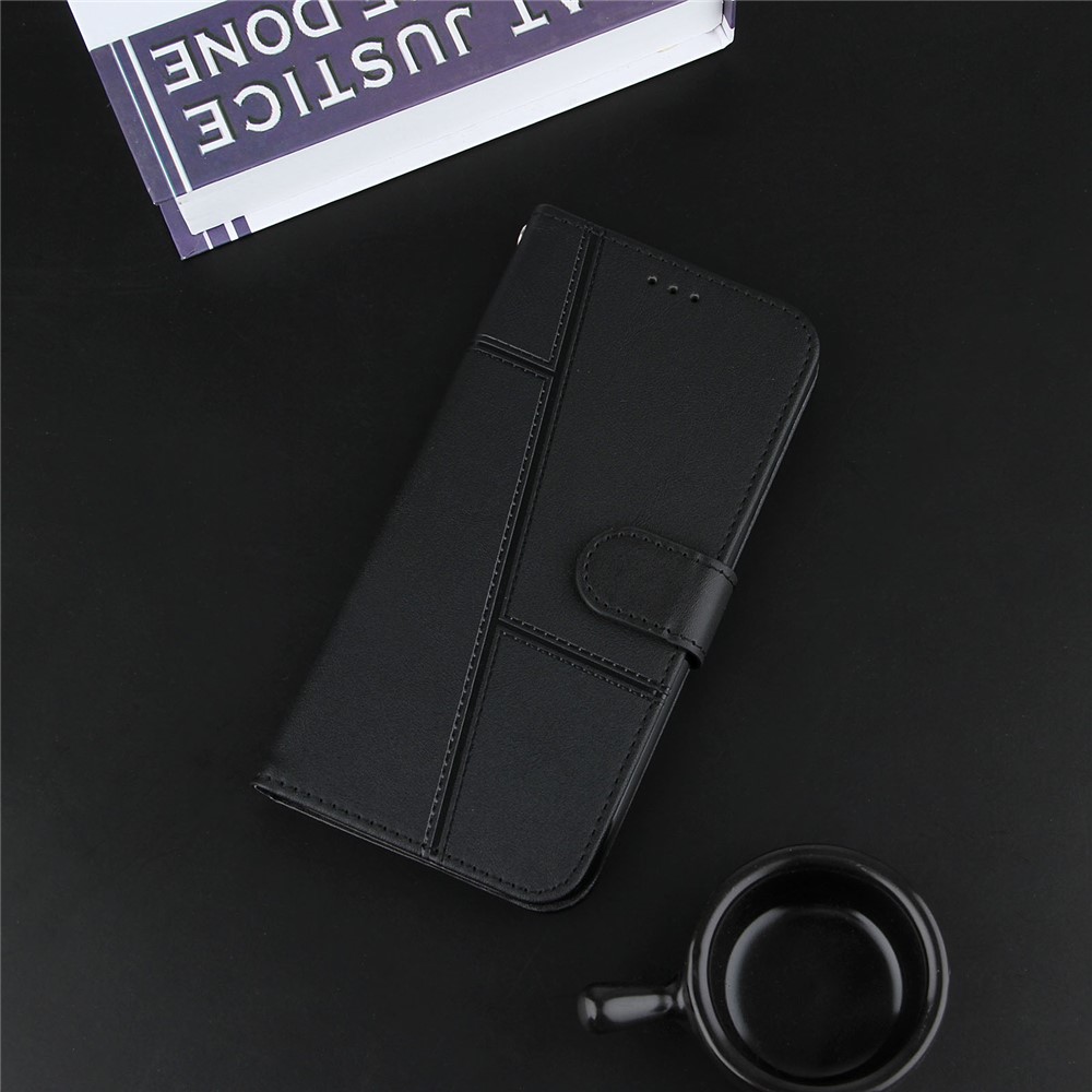 Coque De Téléphone De Téléphone En Cuir Concis Avec Support Pour IPhone 12 Mini - Noir-2