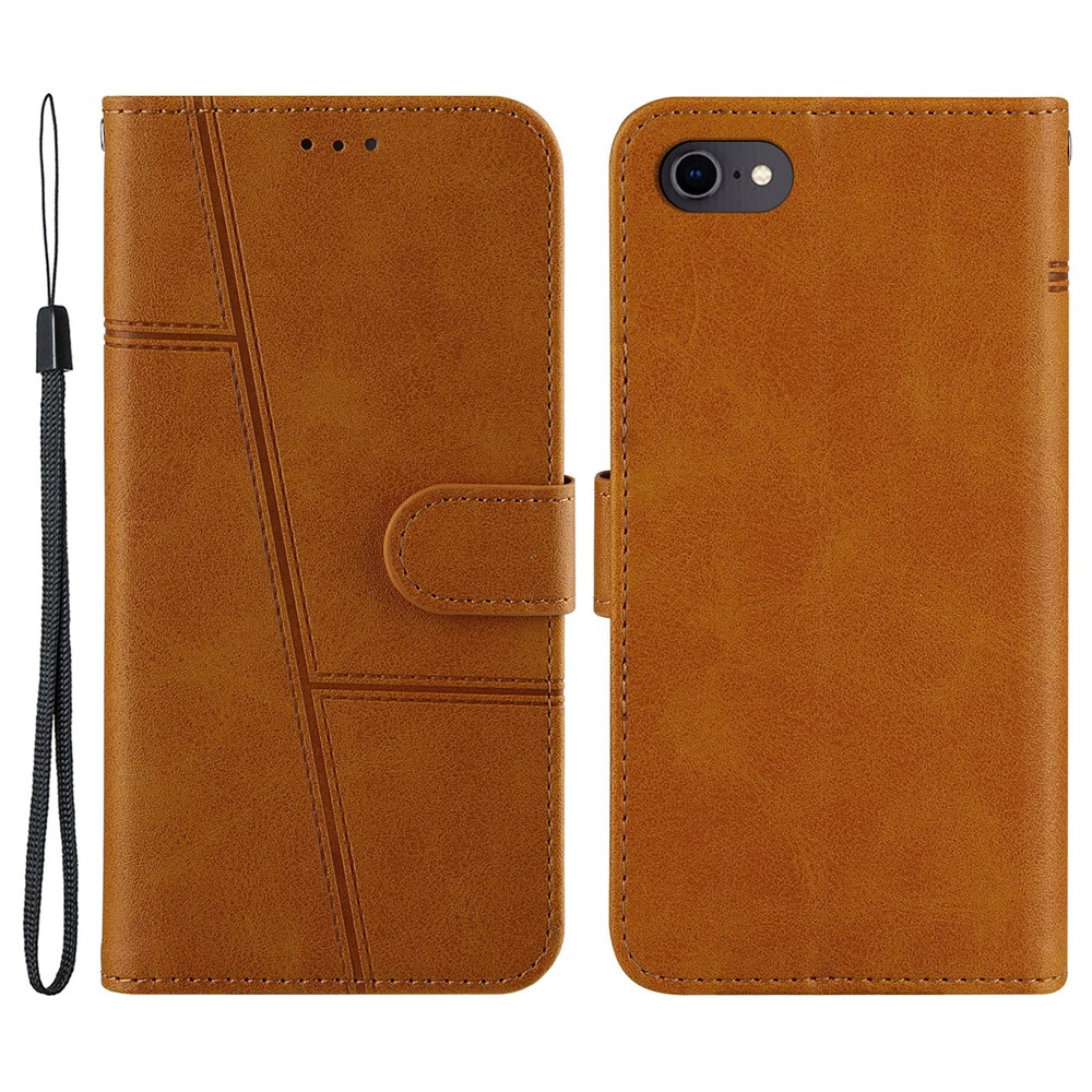Splicing Leather Phone Cover Wallet Case with Stand for iPhone 6 4.7-inch/7 4.7 inch/8 4.7 inch/SE (2nd Generation) - Brown-1