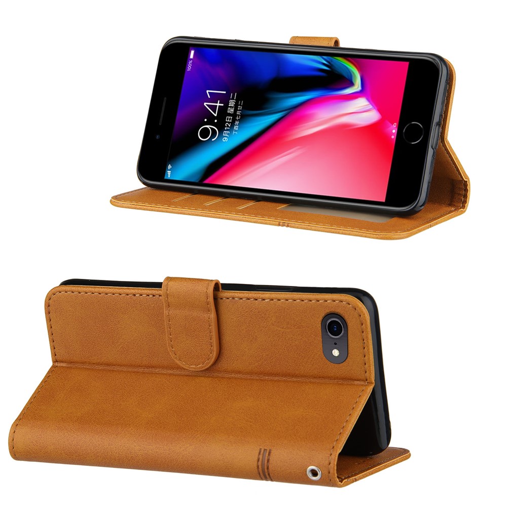 Splicing Leather Phone Cover Wallet Case with Stand for iPhone 6 4.7-inch/7 4.7 inch/8 4.7 inch/SE (2nd Generation) - Brown-3