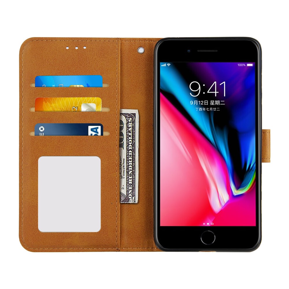 Splicing Leather Phone Cover Wallet Case with Stand for iPhone 6 4.7-inch/7 4.7 inch/8 4.7 inch/SE (2nd Generation) - Brown-4