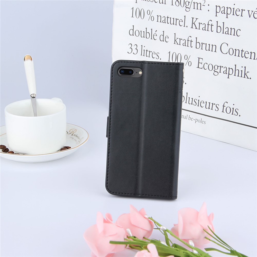 Splicing Leather Phone Cover Stand Case with Wallet for iPhone 6 Plus 5.5 inch/7 Plus 5.5 inch/8 Plus 5.5 inch - Black-10