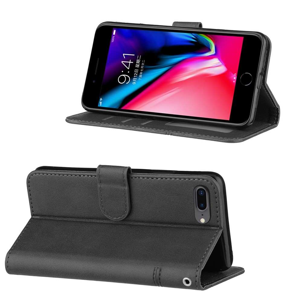 Splicing Leather Phone Cover Stand Case with Wallet for iPhone 6 Plus 5.5 inch/7 Plus 5.5 inch/8 Plus 5.5 inch - Black-2