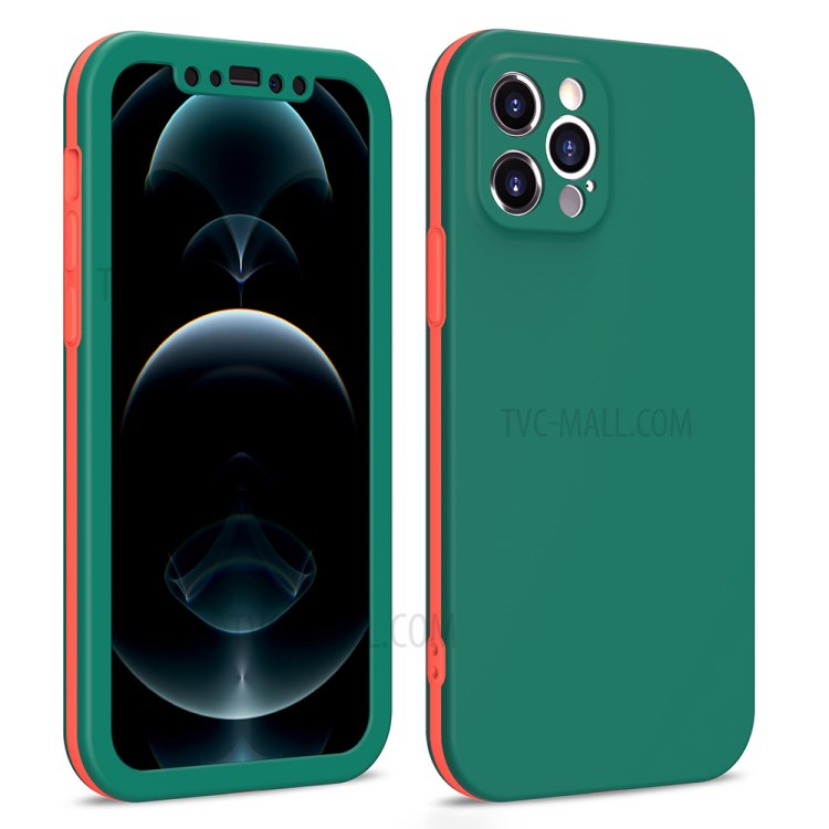 Dual Color All-round PC + TPU Hybrid Protective Phone Cover for iPhone 12 Pro - Dark Green-1