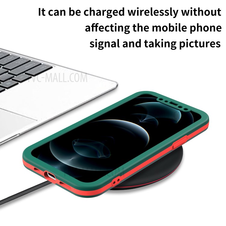 Dual Color All-round PC + TPU Hybrid Protective Phone Cover for iPhone 12 Pro - Dark Green-4