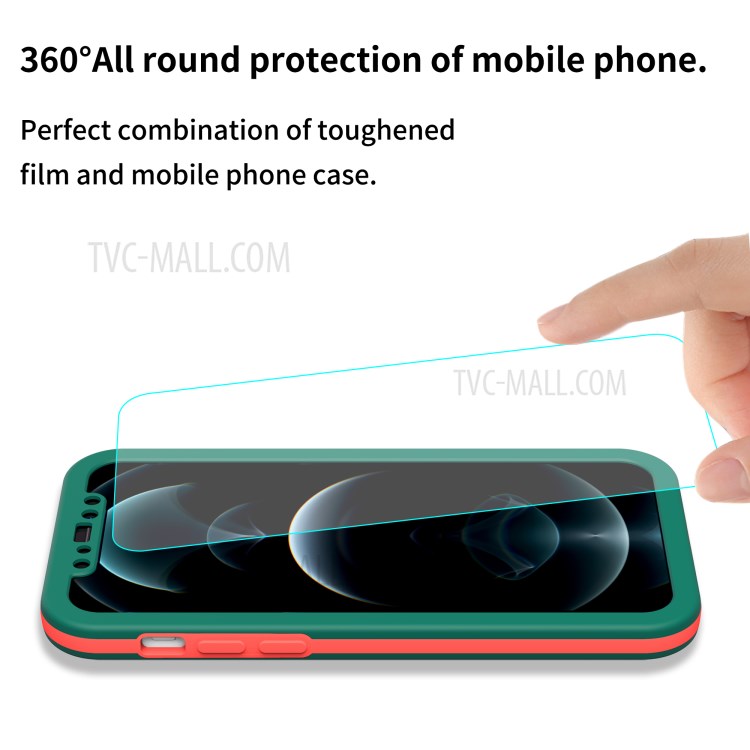 Dual Color All-round PC + TPU Hybrid Protective Phone Cover for iPhone 12 Pro - Dark Green-6