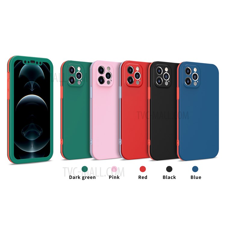 Dual Color All-round PC + TPU Hybrid Protective Phone Cover for iPhone 12 Pro - Dark Green-8