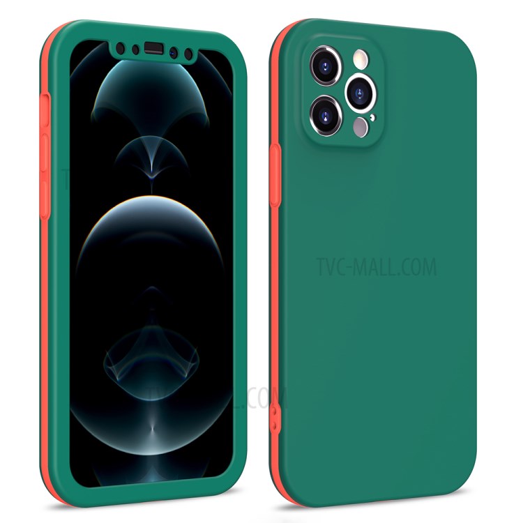 Dual Color All-round Protection Scratch-resistant PC + TPU Hybrid Case Cover for iPhone 12 Pro Max - Dark Green-1
