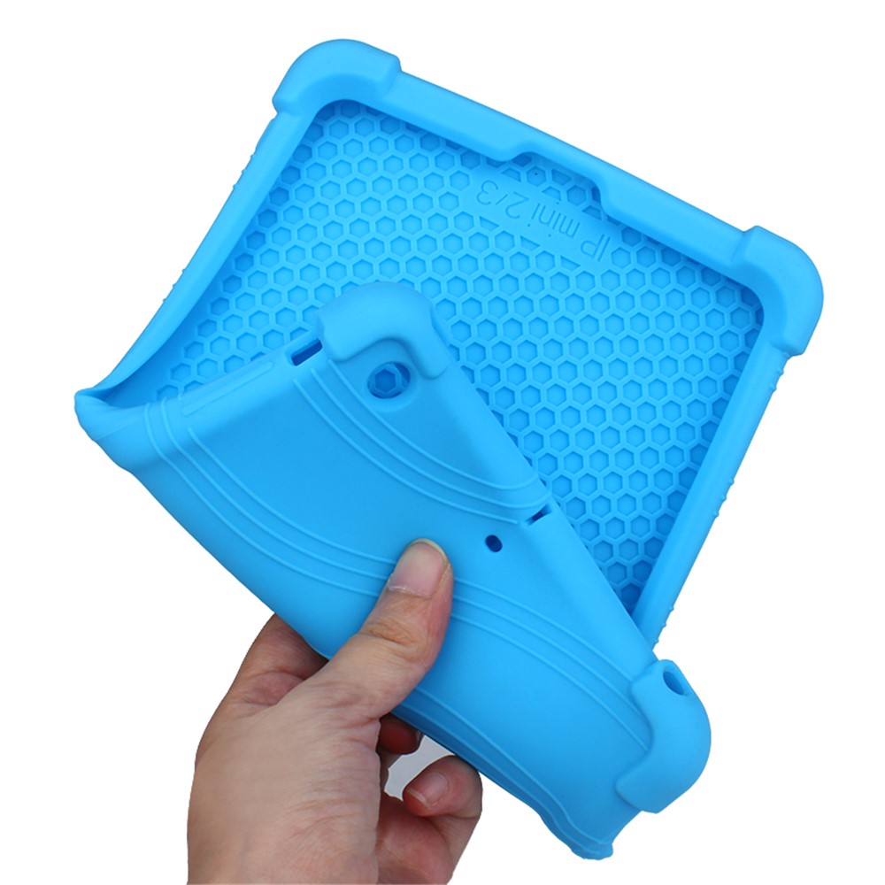 Flexible Silicone Tablet Shell Cover with Supporting Kickstand for iPad Mini 3 / iPad Mini 2 / iPad mini - Baby Blue-4