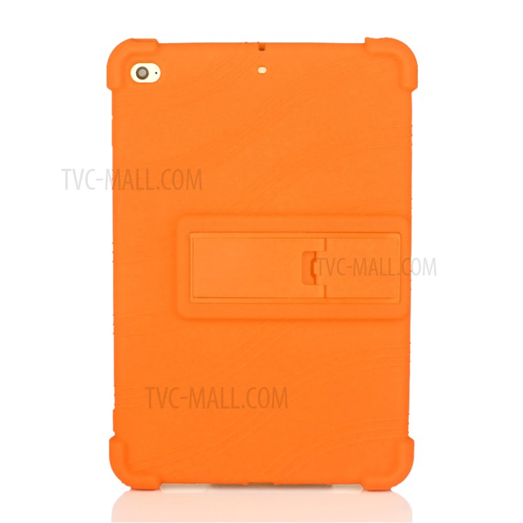 Flexible Silicone Tablet Shell Cover with Supporting Kickstand for iPad mini 4 / 5 - Orange-1