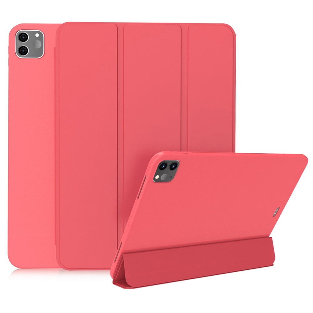 Auto Wake/Sleep Tri-fold Stand TPU Leather Tablet Protective Case Shell for iPad Pro 11-inch (2021) - Red
