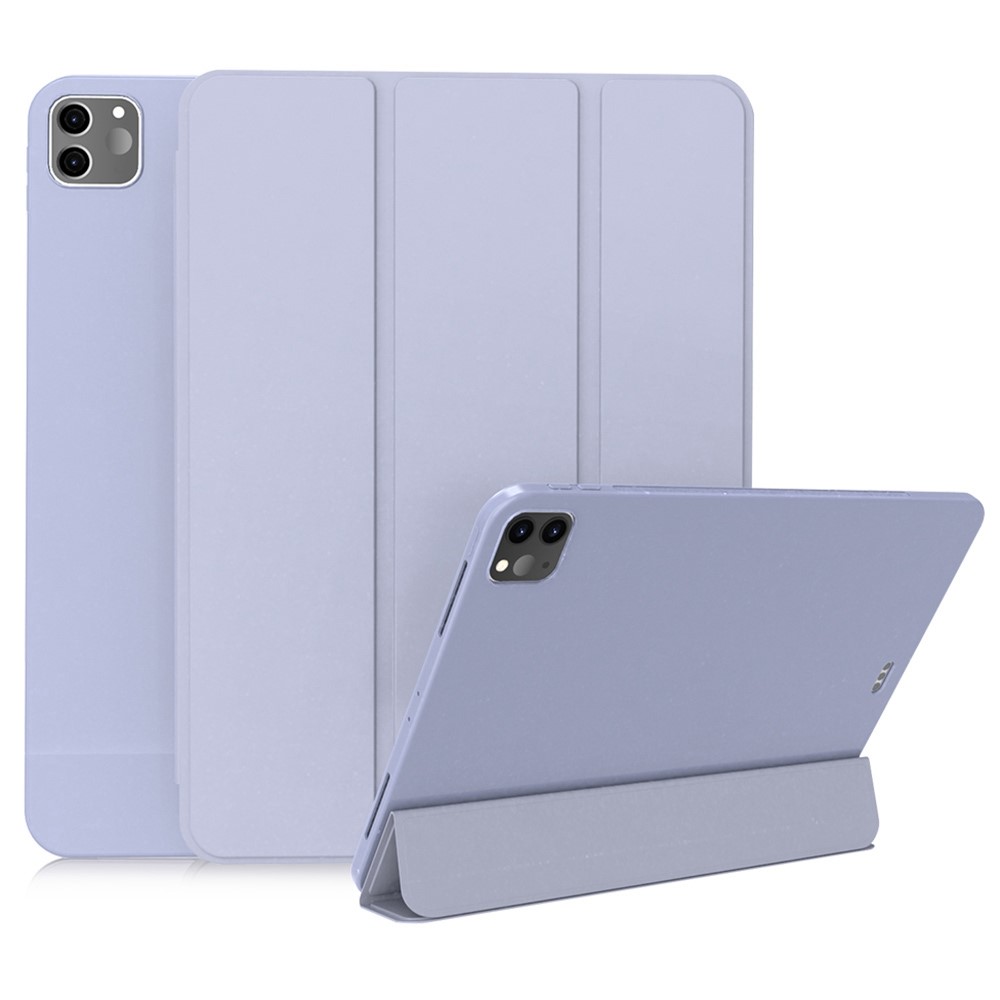 For iPad Pro 11-inch (2021) Auto Wake / Sleep Tri-fold Stand TPU Leather Tablet Protective Case Shell - Light Purple