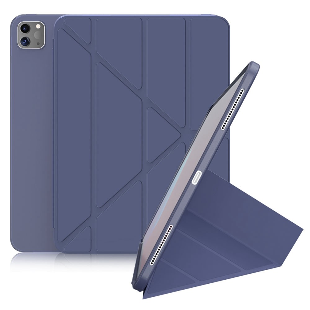 For iPad Pro 11-inch (2021) Protective Case Auto Wake Up / Sleep Smart TPU Leather Case Tablet Stand Cover Shell - Dark Blue