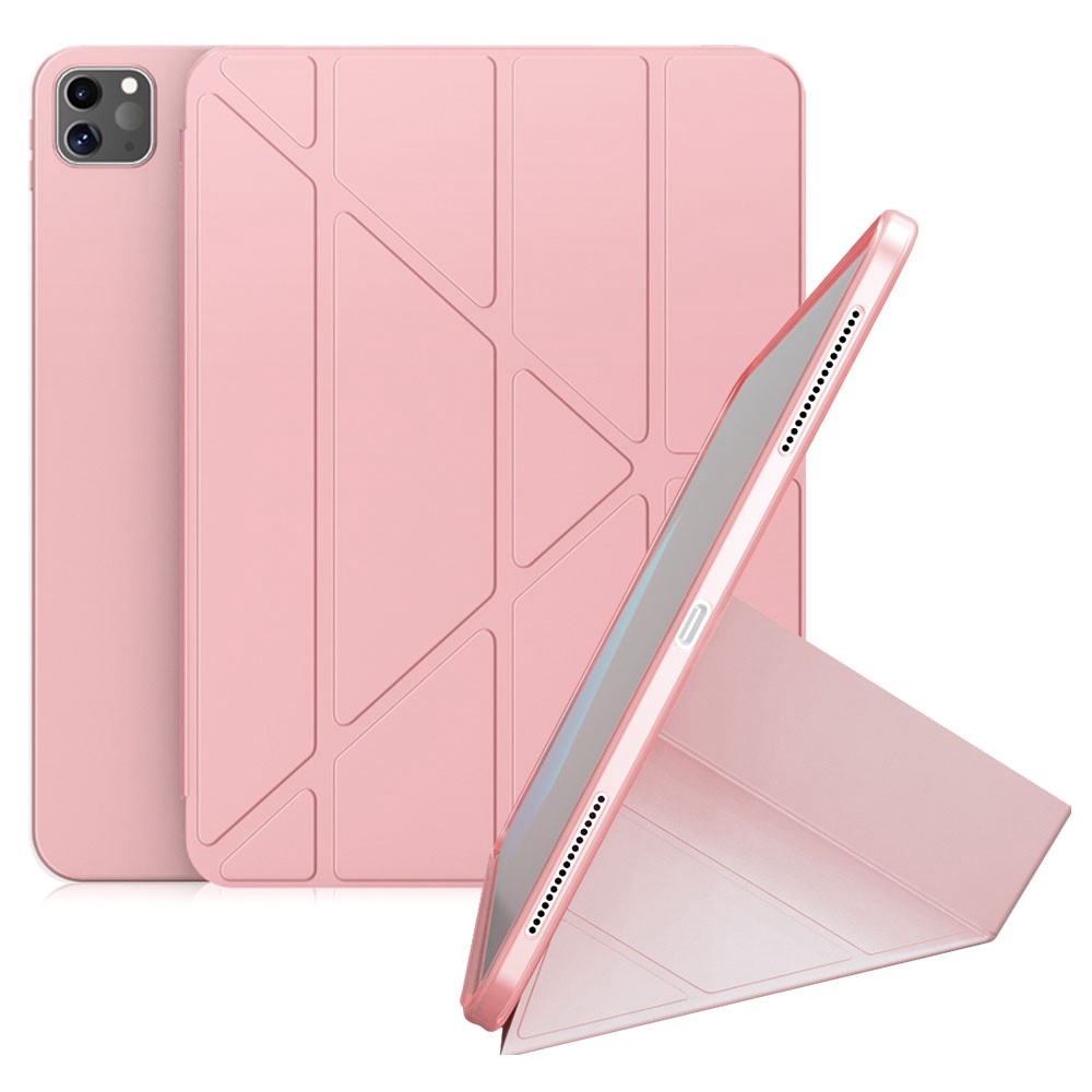 For iPad Pro 11-inch (2021) Protective Case Auto Wake Up / Sleep Smart TPU Leather Case Tablet Stand Cover Shell - Rose Gold