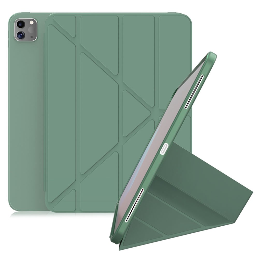 For iPad Pro 11-inch (2021) Protective Case Auto Wake Up / Sleep Smart TPU Leather Case Tablet Stand Cover Shell - Blackish Green