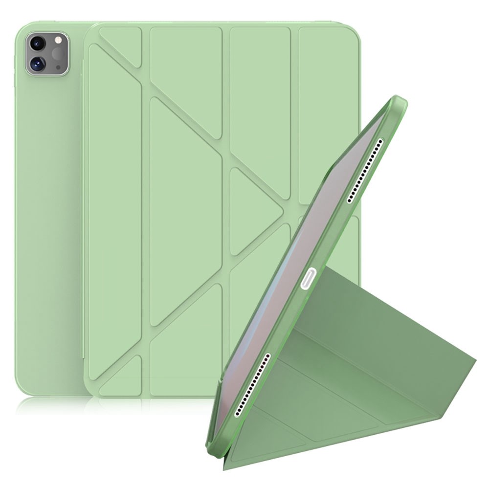 For iPad Pro 11-inch (2021) Protective Case Auto Wake Up / Sleep Smart TPU Leather Case Tablet Stand Cover Shell - Matcha Green