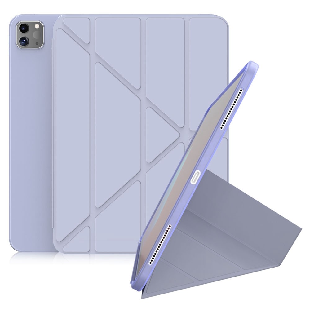 For iPad Pro 11-inch (2021) Protective Case Auto Wake Up / Sleep Smart TPU Leather Case Tablet Stand Cover Shell - Light Purple