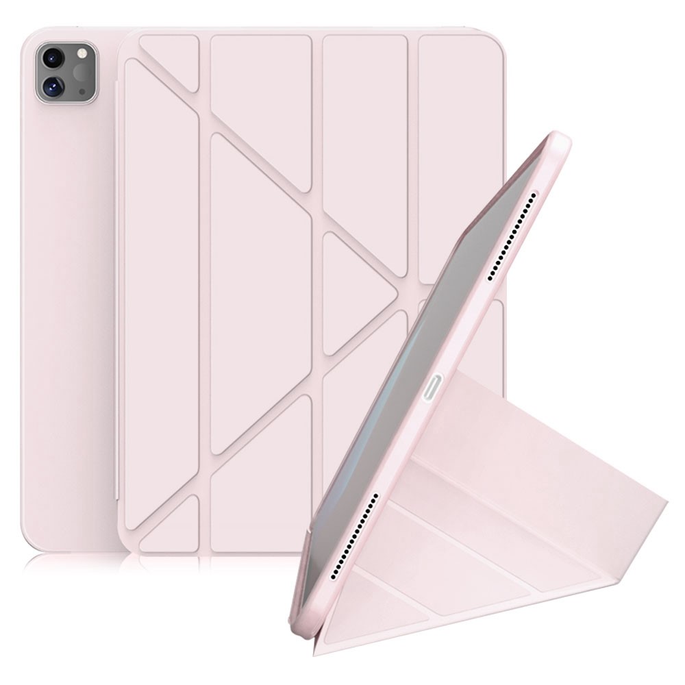 For iPad Pro 11-inch (2021) Protective Case Auto Wake Up / Sleep Smart TPU Leather Case Tablet Stand Cover Shell - Pink