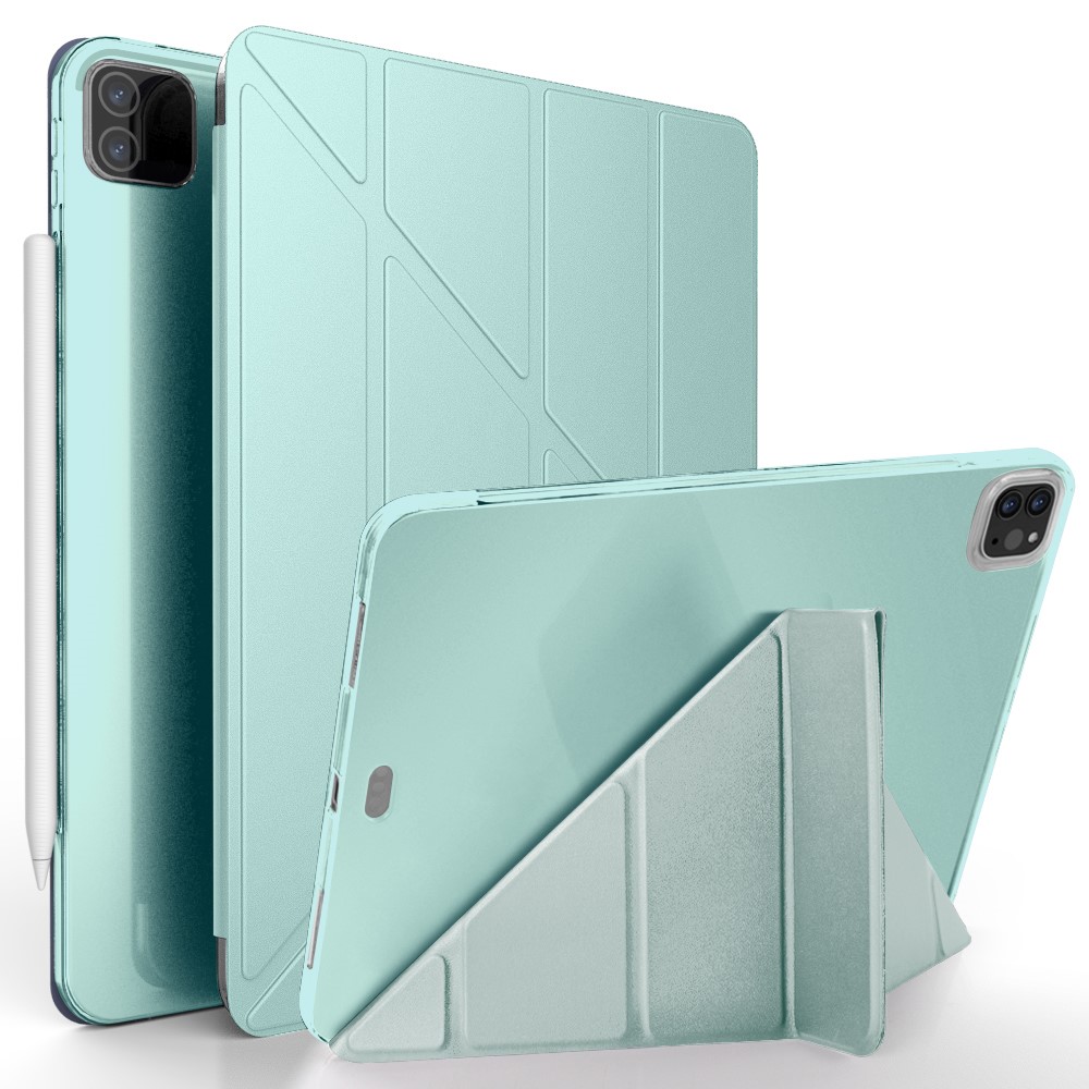 For iPad Pro 12.9-inch (2022) / (2021) / (2020) / (2018) Origami Stand Smart TPU Leather Case Tablet Cover Protector - Baby Blue