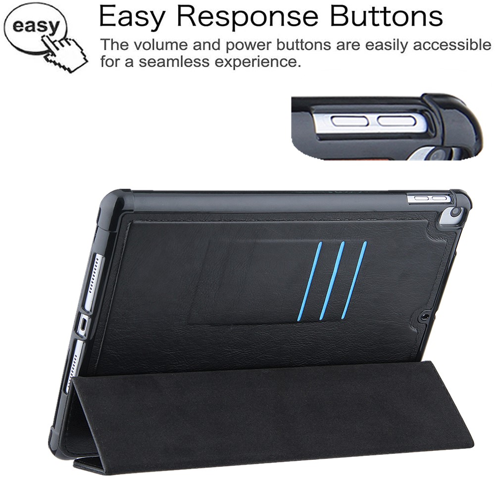 Tri-fold Stand Leather Tablet Cover Smart Case with Pen Slot for iPad 10.2 (2020)/(2019)/Air 10.5 inch (2019)/Pro 10.5-inch (2017) - Black-3