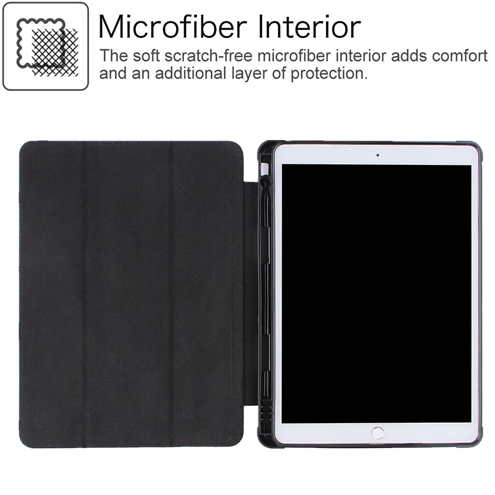 Tri-fold Stand Leather Tablet Cover Smart Case with Pen Slot for iPad 10.2 (2020)/(2019)/Air 10.5 inch (2019)/Pro 10.5-inch (2017) - Black-6