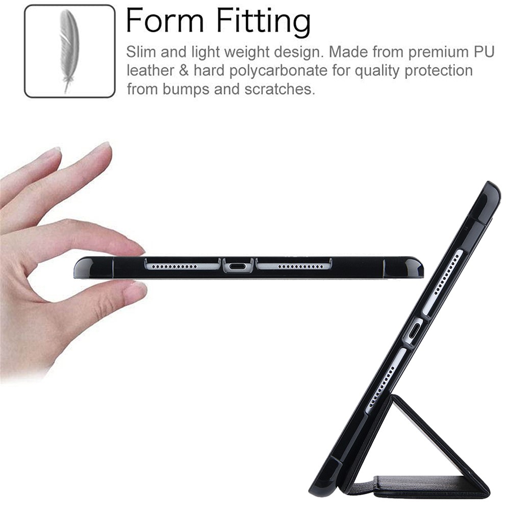 Tri-fold Stand Leather Tablet Cover Smart Case with Pen Slot for iPad 10.2 (2020)/(2019)/Air 10.5 inch (2019)/Pro 10.5-inch (2017) - Black-7