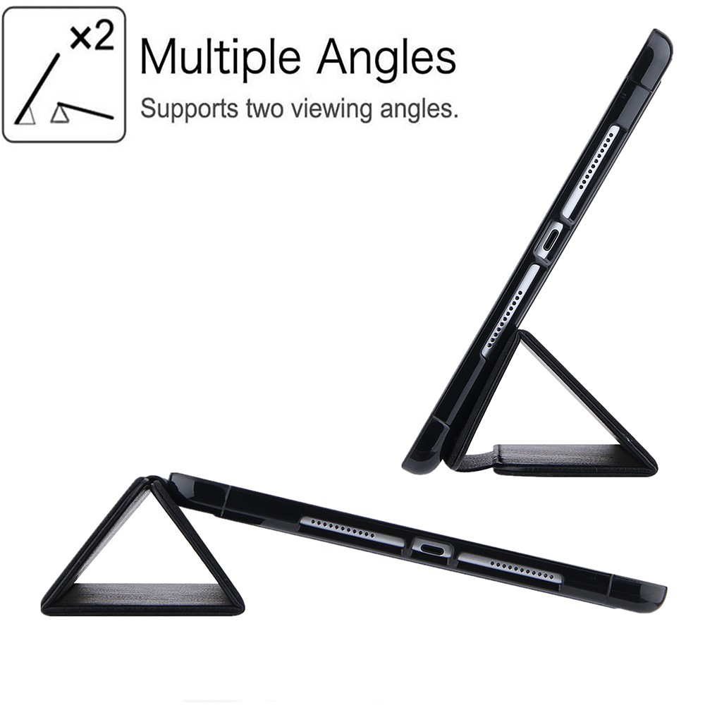 Tri-fold Stand Leather Tablet Cover Smart Case with Pen Slot for iPad 10.2 (2020)/(2019)/Air 10.5 inch (2019)/Pro 10.5-inch (2017) - Black-8
