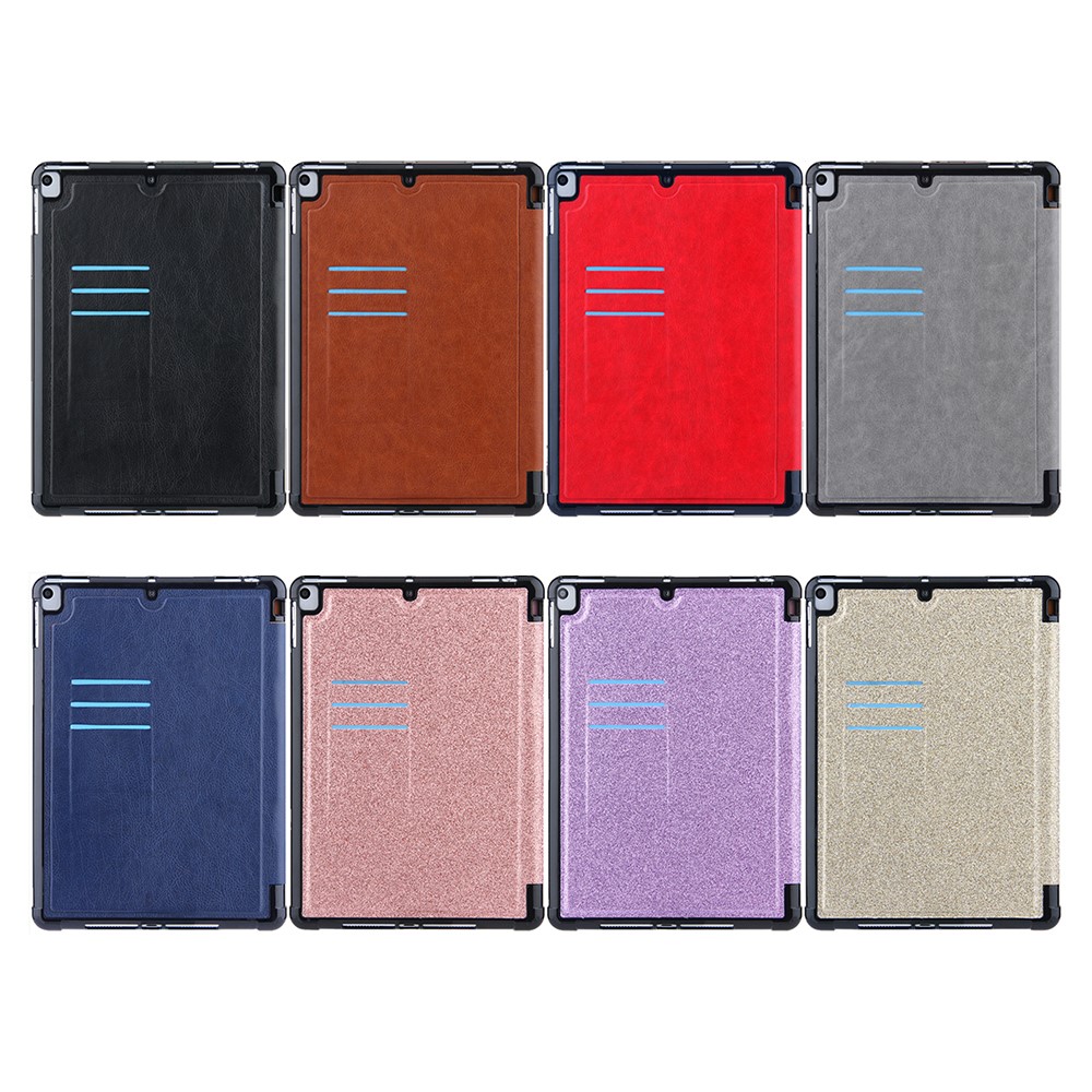 Tri-fold Stand Leather Tablet Cover Smart Case with Pen Slot for iPad 10.2 (2020)/(2019)/Air 10.5 inch (2019)/Pro 10.5-inch (2017) - Black-9