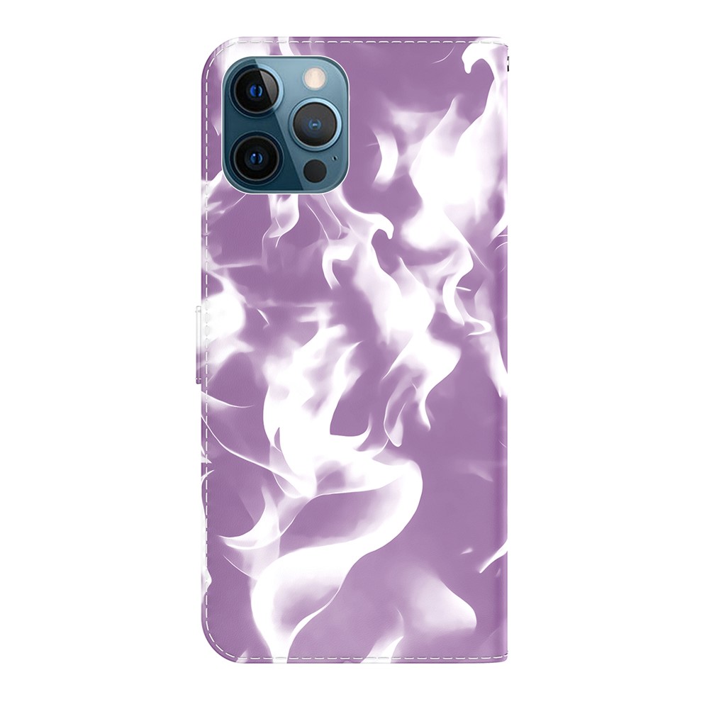 Fog Pattern Printing Stand Wallet Design Leather Phone Case Cover for iPhone 12 Pro Max - Purple-3