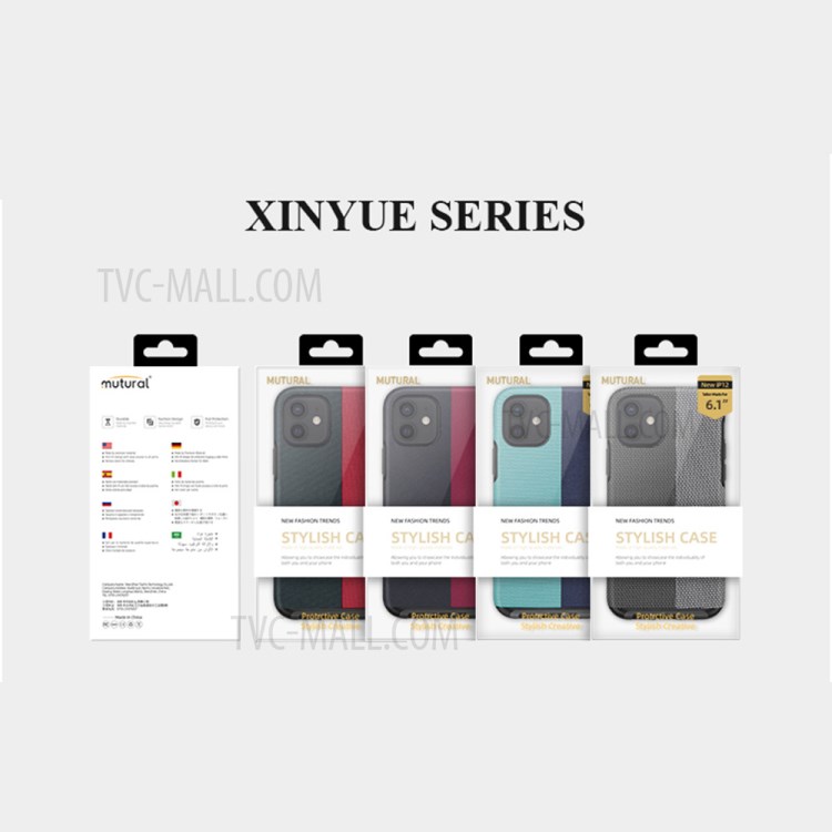 MUTURAL Xinyue Series Mobile Phone Hybrid Back Case Cover Protector for iPhone 12 6.1 inch/12 Pro 6.1 inch - Dark Grey / Light Grey-9