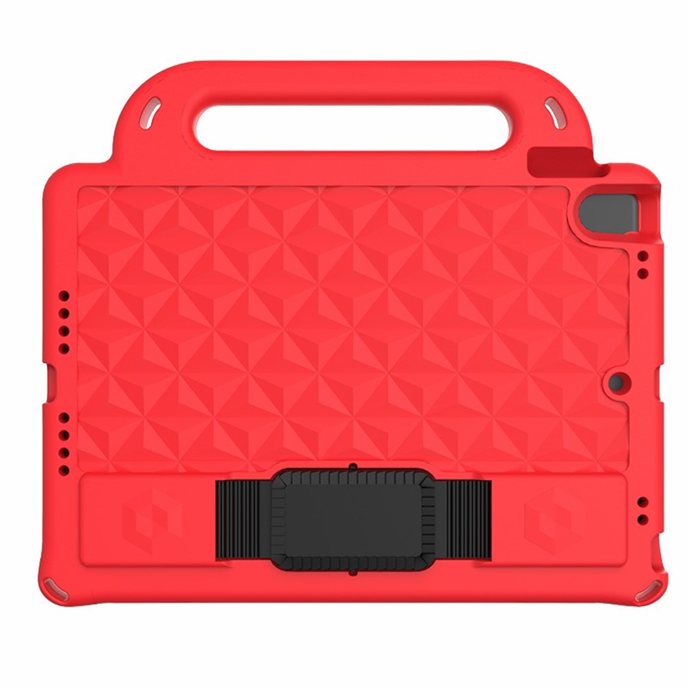 Rhombus Design Shockproof Anti Slip EVA Kids Friendly Protective Tablet Cover with Shoulder Strap for iPad 10.2 (2020)/ (2021) / (2019) - Red