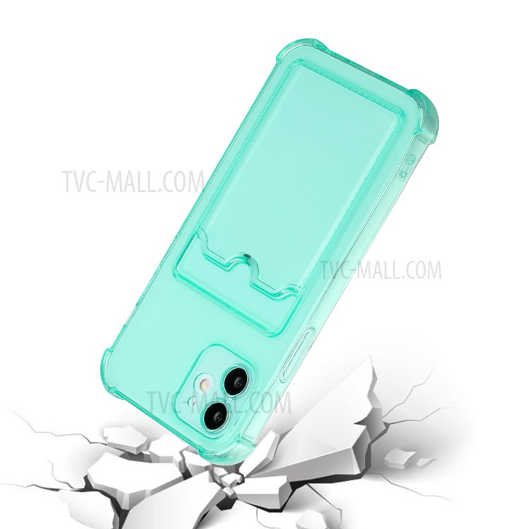 Drop-proof Soft TPU Mobile Phone Case Protector with Card Holder for iPhone 12 mini 5.4 inch - Light Green-4