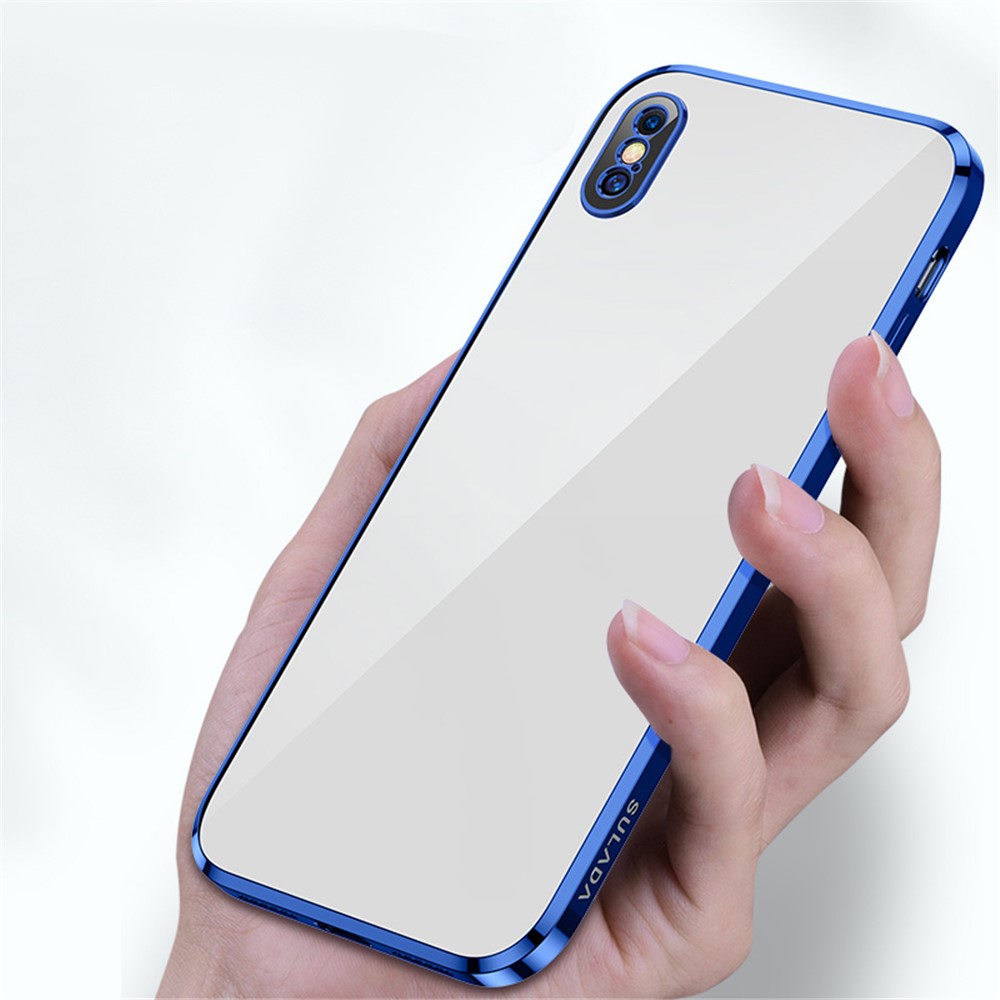 SULADA Transparent Cover Electroplating TPU Phone Case for iPhone XS Max 6.5 inch - Blue-3