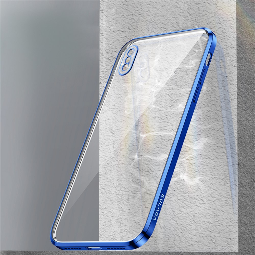 SULADA Transparent Cover Electroplating TPU Phone Case for iPhone XS Max 6.5 inch - Blue-5