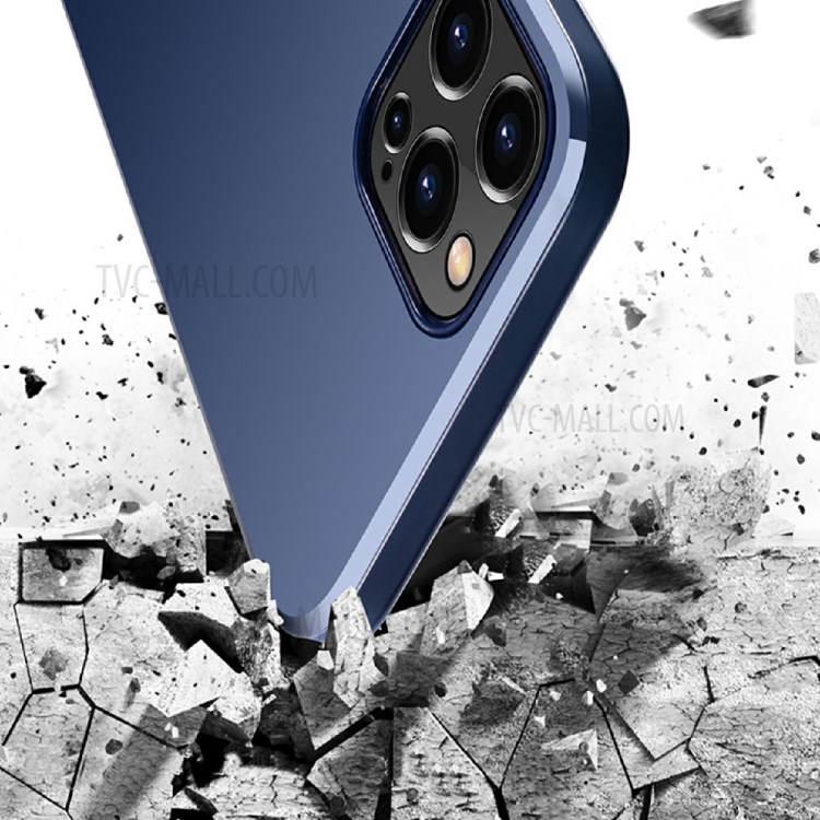 SULADA TPU Phone Shell Built-in Magnetic Holder Metal Sheet for iPhone 12 Pro Max 6.7 inch - Dark Blue-3