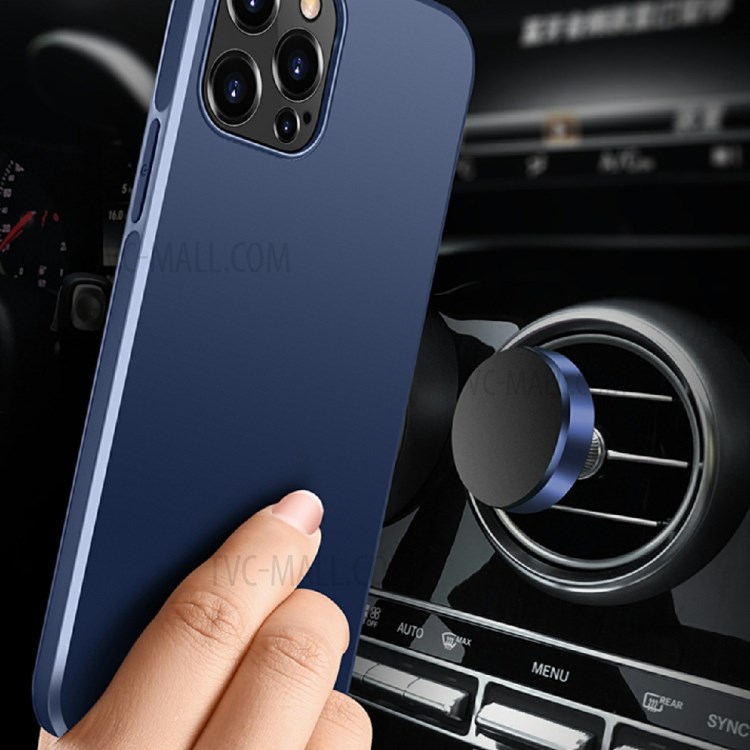 SULADA TPU Phone Shell Built-in Magnetic Holder Metal Sheet for iPhone 12 Pro Max 6.7 inch - Dark Blue-4