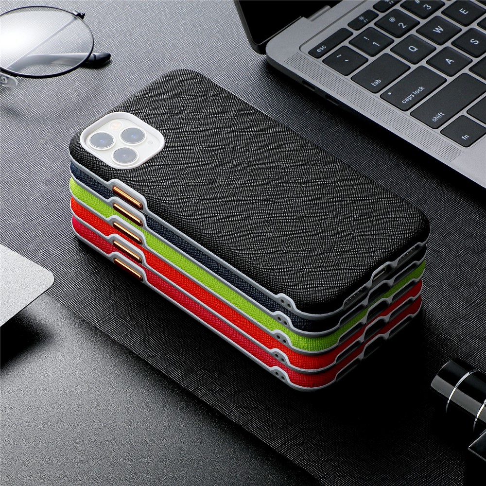 Cross Texture Metal Buttons Design PU Leather Phone Back Case for iPhone 11 Pro Max - Black-8