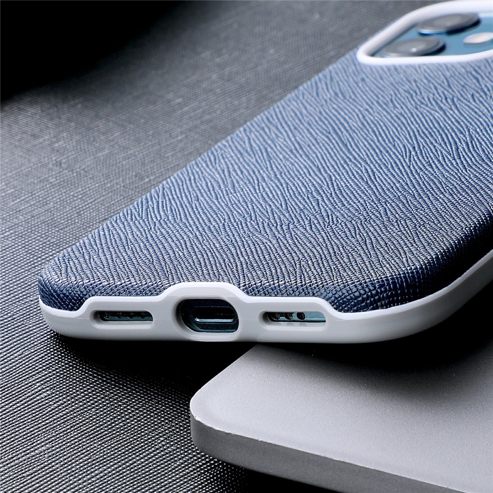 Cross Texture PU Leather Phone Case Cover with Metal Buttons for iPhone 12 mini - Blue-4