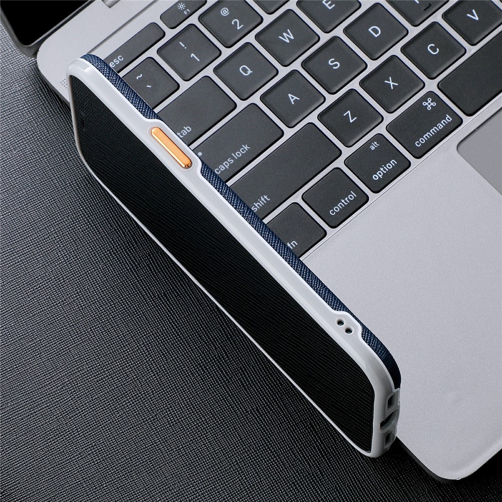 Cross Texture PU Leather Phone Case Cover with Metal Buttons for iPhone 12 mini - Blue-6