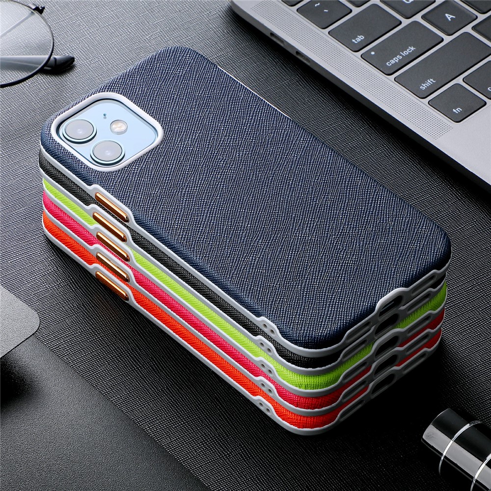 Cross Texture PU Leather Phone Case Cover with Metal Buttons for iPhone 12 mini - Blue-7