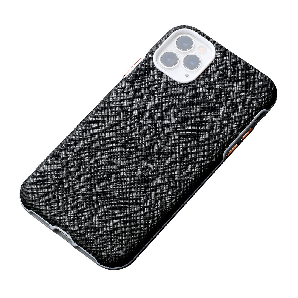 Metal Buttons Design Cross Texture PU Leather Back Case for iPhone 12 Pro Max - Black-1
