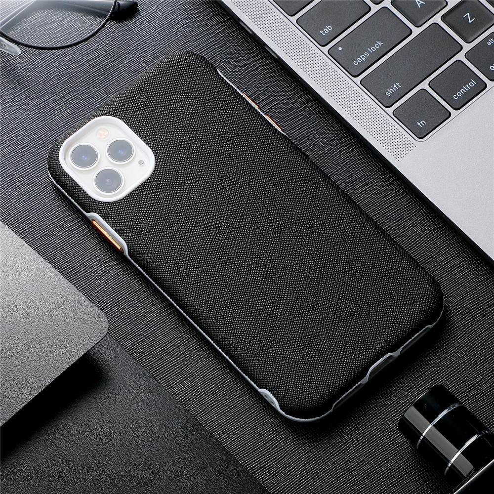 Metal Buttons Design Cross Texture PU Leather Back Case for iPhone 12 Pro Max - Black-3