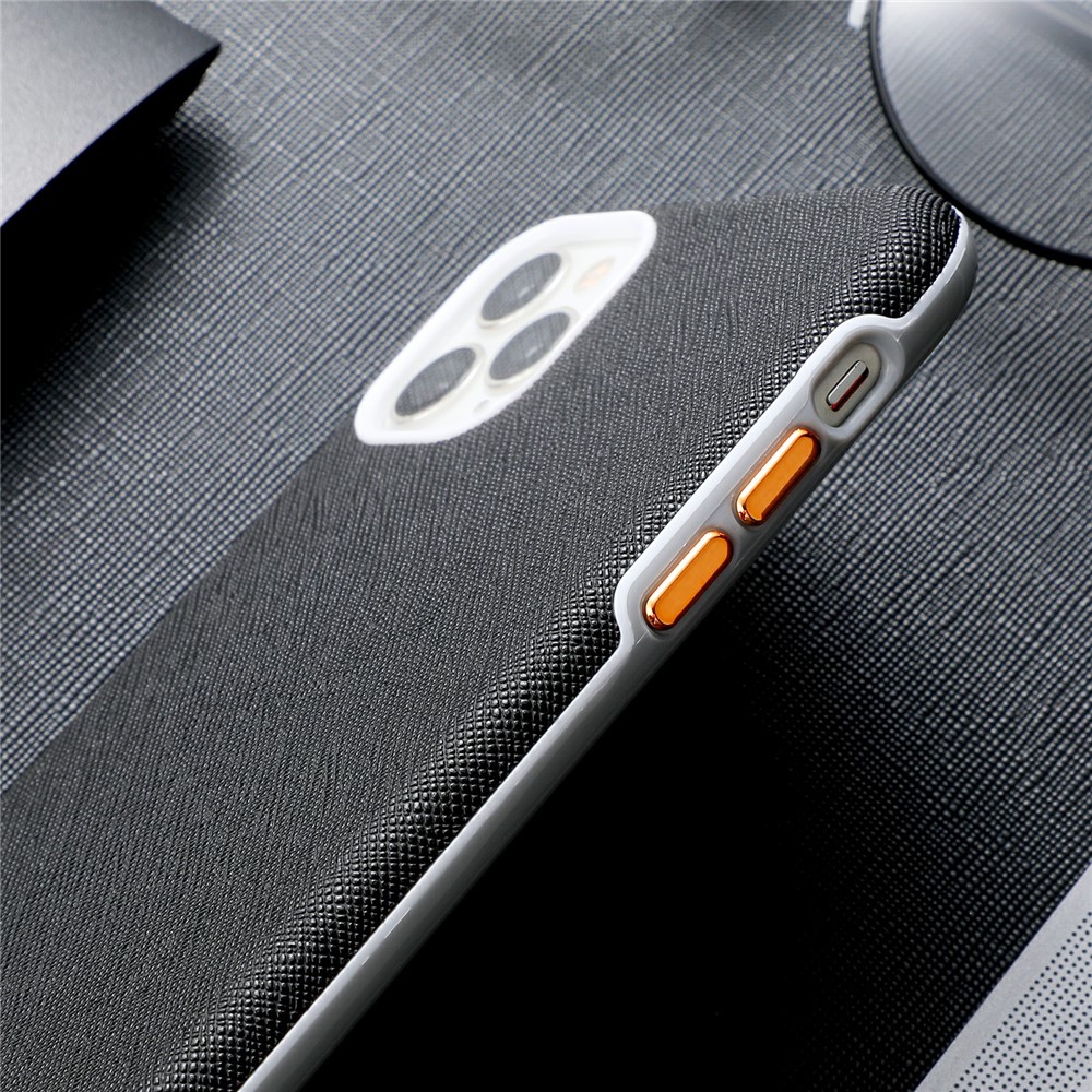 Metal Buttons Design Cross Texture PU Leather Back Case for iPhone 12 Pro Max - Black-5