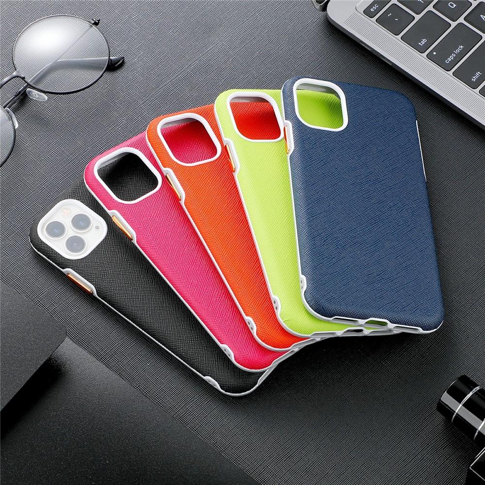 Metal Buttons Design Cross Texture PU Leather Back Case for iPhone 12 Pro Max - Black-7