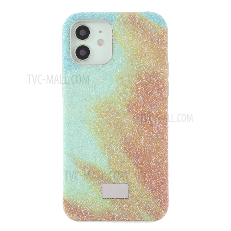 VAFA Yuese Series Glitter Shiny TPU+PC Cell Phone Protective Case Cover Shell for iPhone 12 Pro Max - Green / Orange-2