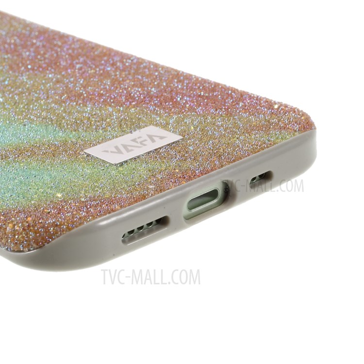VAFA Yuese Series Glitter Sequins Phone Case for iPhone 12 6.1 inch/12 Pro 6.1 inch Shockproof Hard PC TPU Back Cover - Green / Orange-5