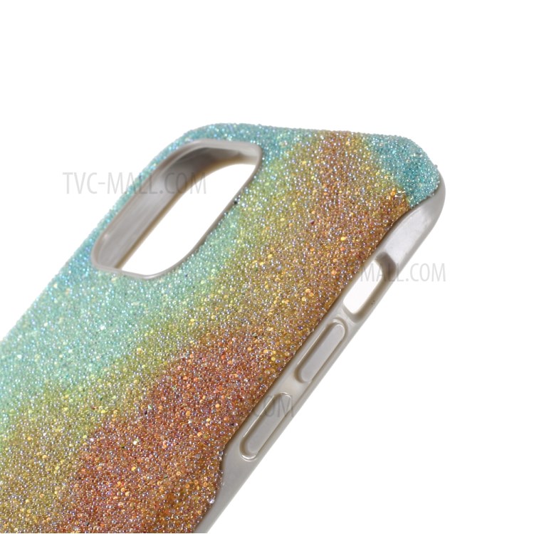 VAFA Yuese Series Glitter Sequins Phone Case for iPhone 12 6.1 inch/12 Pro 6.1 inch Shockproof Hard PC TPU Back Cover - Green / Orange-8