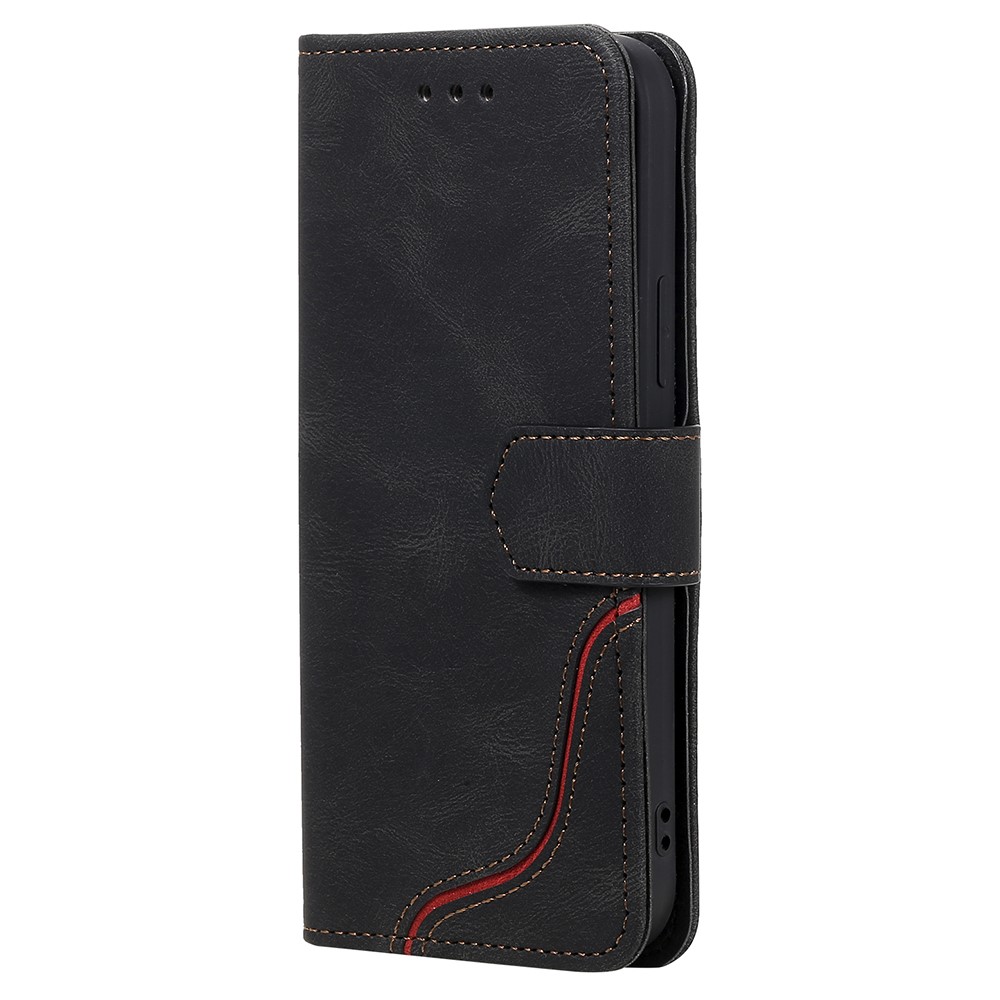 Skin-touch Feeling Tri-color Splicing PU Leather Case Wallet Cellphone Cover with Stand Function for iPhone 11 Pro 5.8 inch - Black-3
