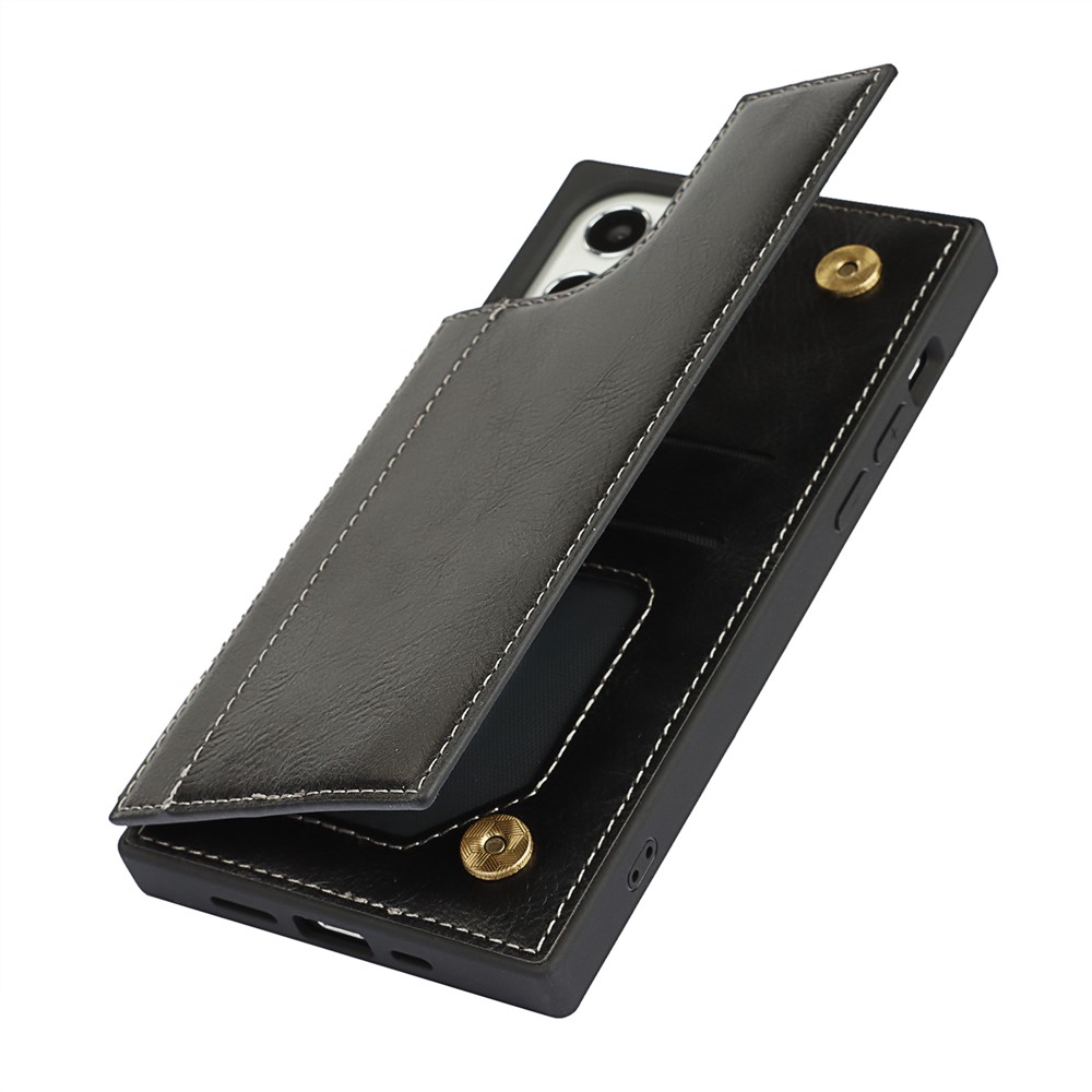 Crazy Horse Coated Coated TPU Cover Cover Covence С Слотами Для Карточек И Kicstand Для IPhone 12 6,1 Дюйма / 12 PRO 6,1 Дюйма - Чернить-10
