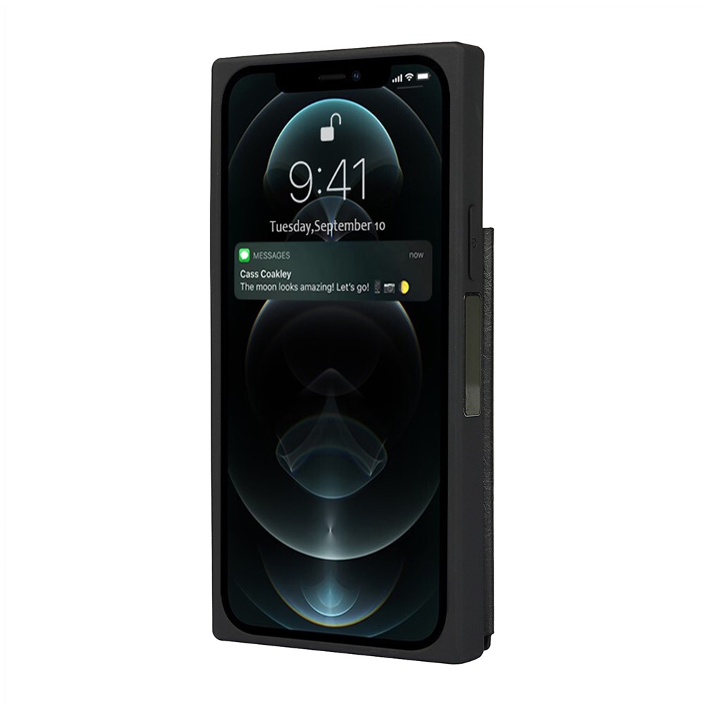 Crazy Horse Coated Coated TPU Cover Cover Covence С Слотами Для Карточек И Kicstand Для IPhone 12 6,1 Дюйма / 12 PRO 6,1 Дюйма - Чернить-2