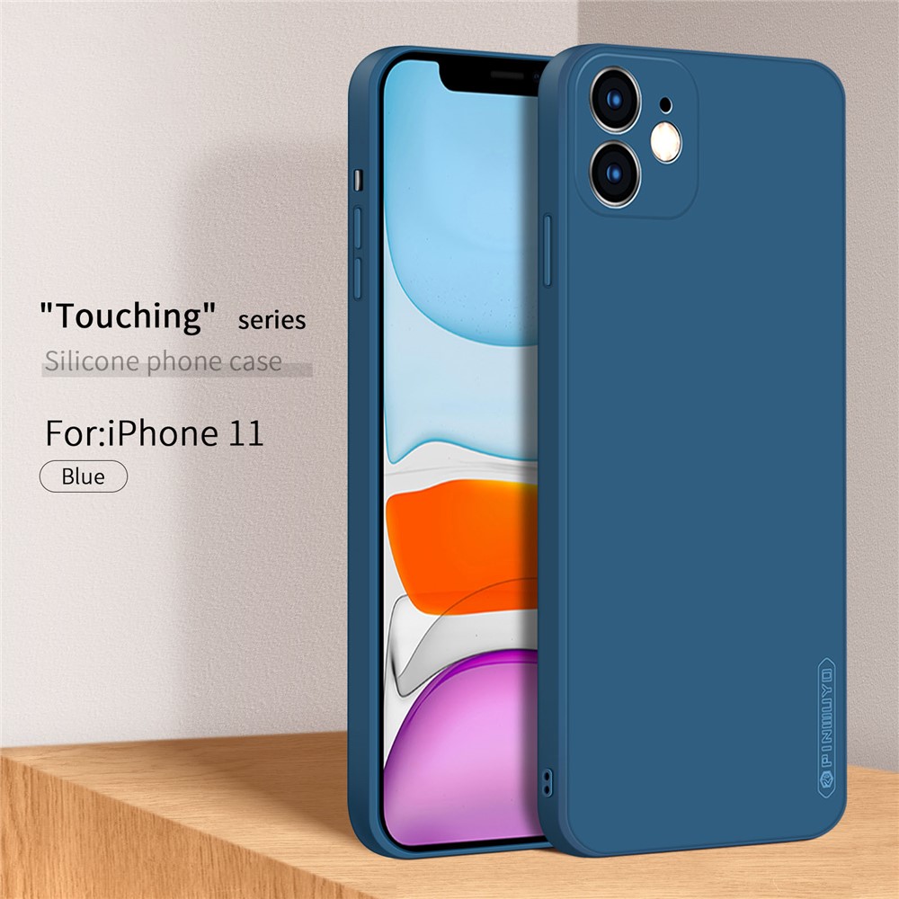 PINWUYO Precise Cut-out Soft Silicone + TPU Phone Case Cover for iPhone 11 - Blue-3